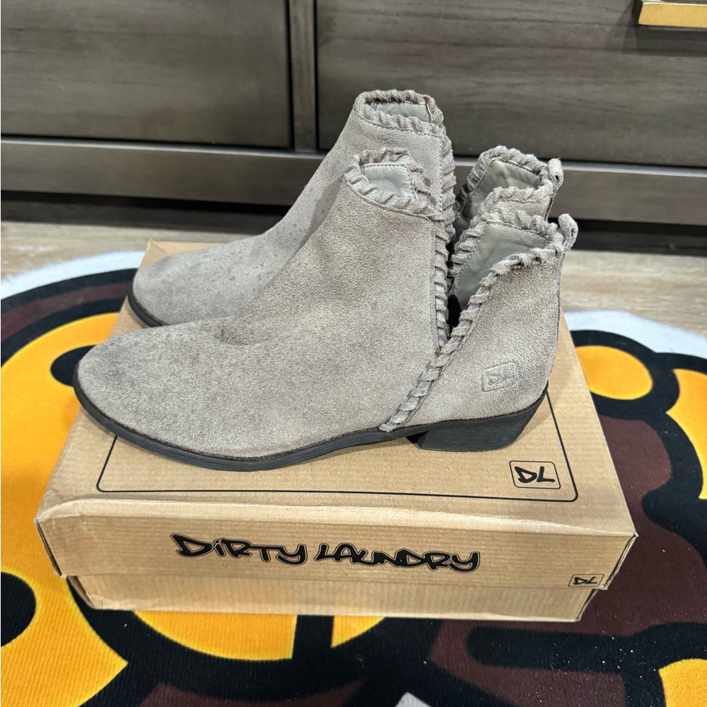 Dirty Laundry Taupe Braided Suede Ankle Boots